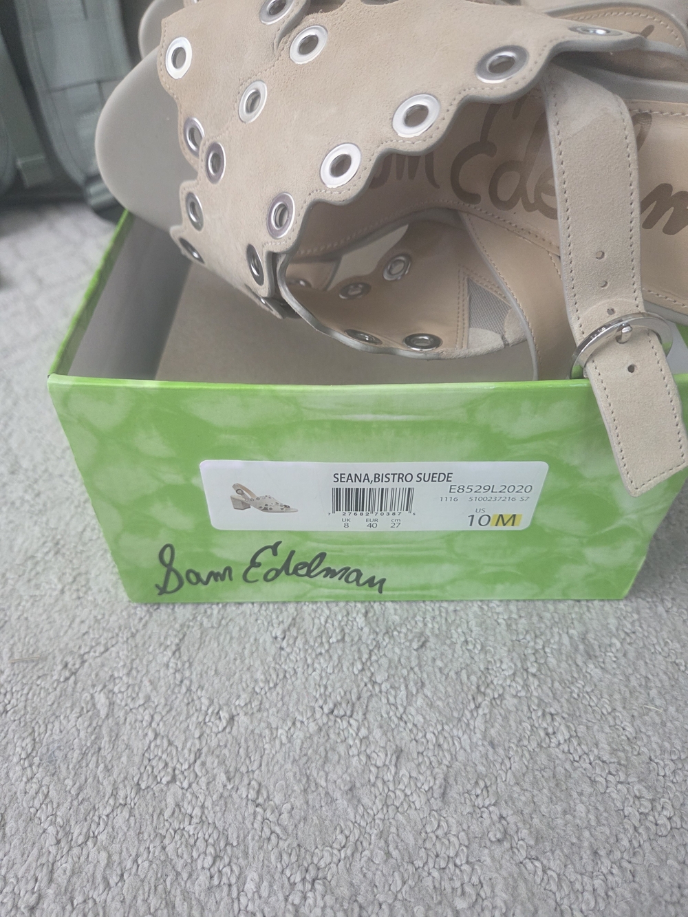 Sam Edelman Seana Bistro Suede Grommet Sandals - Beige